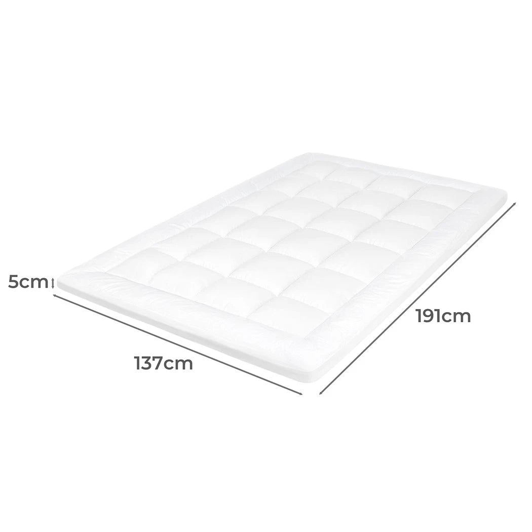 Luxury Pillowtop Mattress Topper Protector 5cm Thick Comfortable 1000GSM Fitted Skirt