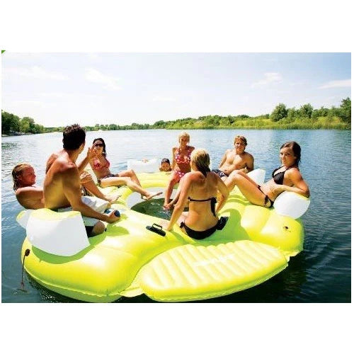 Inflatable Floating Adult Party Island | 6-7 Adult Water Lounger Pool Inflatable Mattress Mat Pontoon