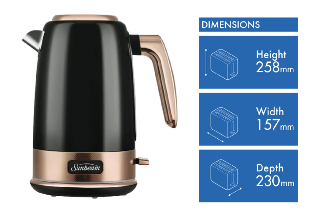 Sunbeam Cordless Kettle 1.7L Retro Water Boiler Hot Water Jug, Tea Coffee Water Heating