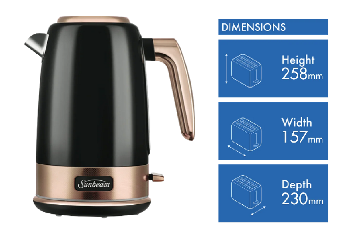 Sunbeam Cordless Kettle 1.7L Retro Water Boiler Hot Water Jug, Tea Coffee Water Heating