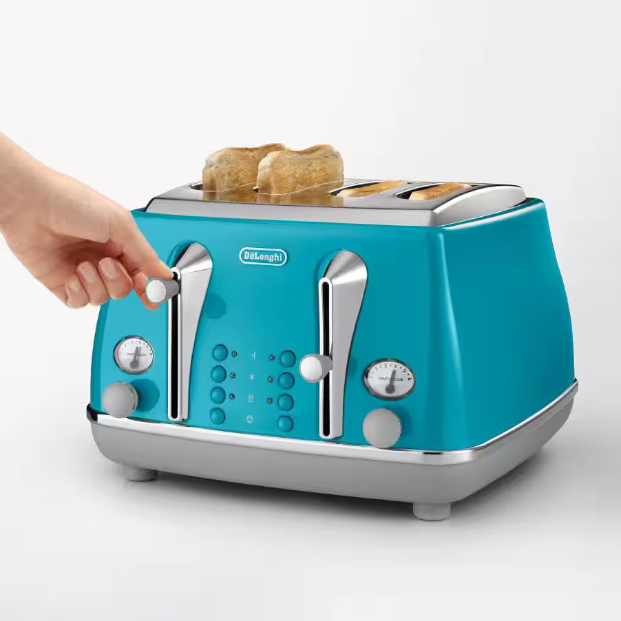 DeLonghi Retro Toaster 4 Slice Bread Toasting Machine Browning, Kitchen Appliance Cooker