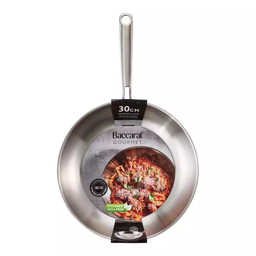 Baccarat 30cm Frying Pan | Gourmet Stainless Steel Frypan Deep Pan | All Cooktop Induction Safe | Dishwasher Oven Safe