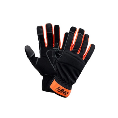 2PK AgBoss General Multi Purpose Work Glove Black and Orange Large