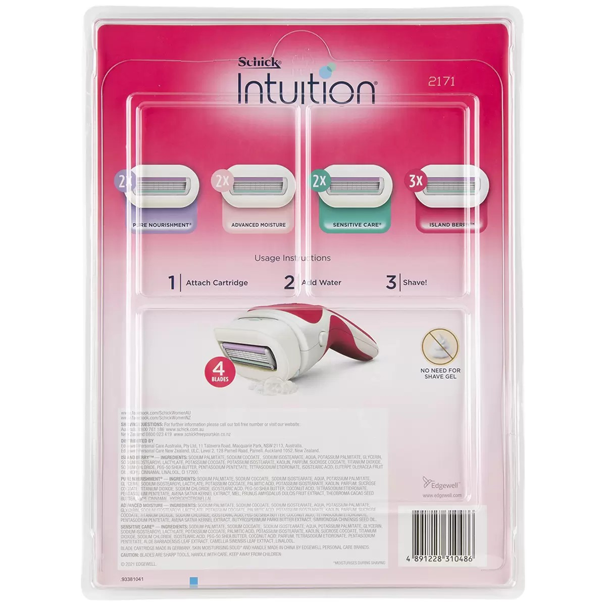 Schick Women's Moisturising Shaver | 9 Cartridges | Razor blades refills