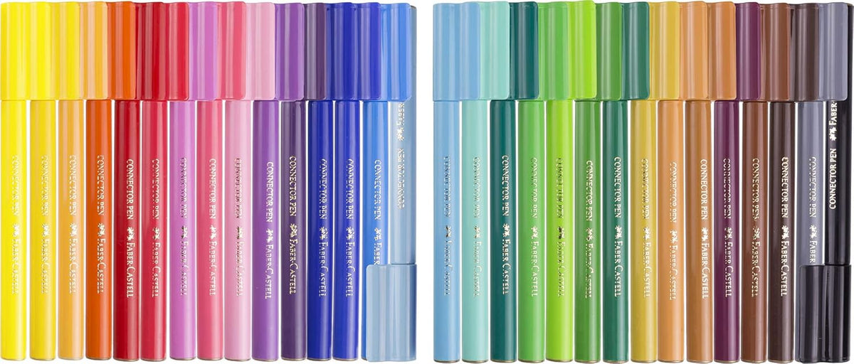 Faber-Castell 30 Pack Connector Pens Coloured Markers Colouring Pens Kids Children's Marker