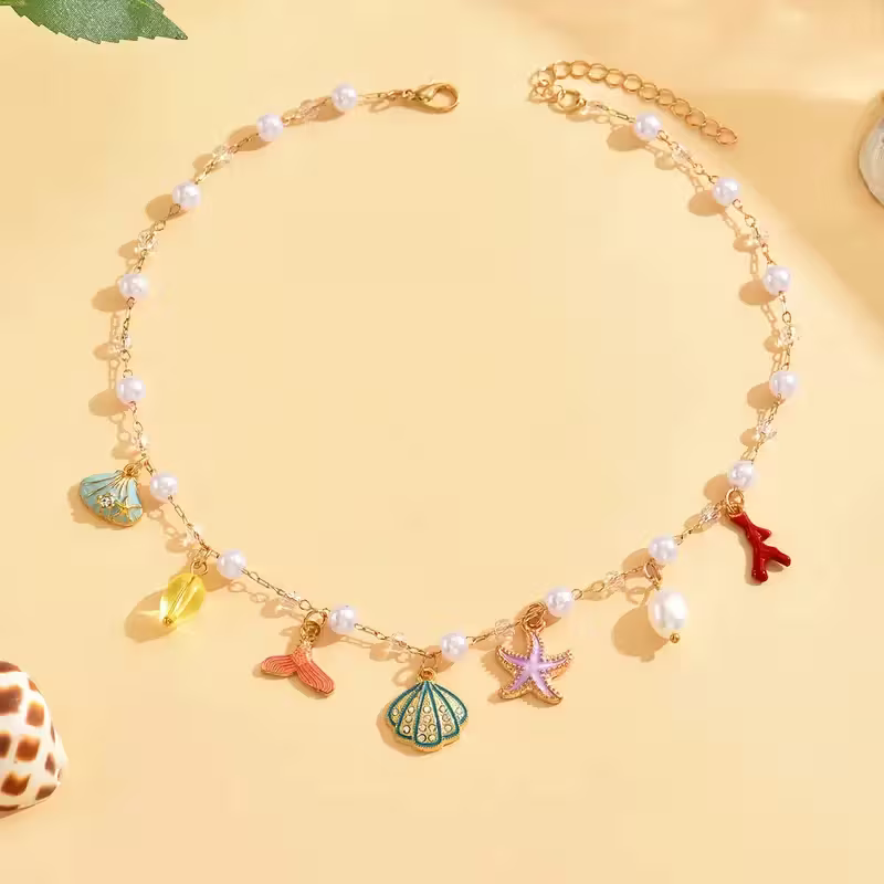 Sea Shell Conch Starfish Necklace for Women | Beach Jewelry Jewellery Gift Beach Ocean Theme