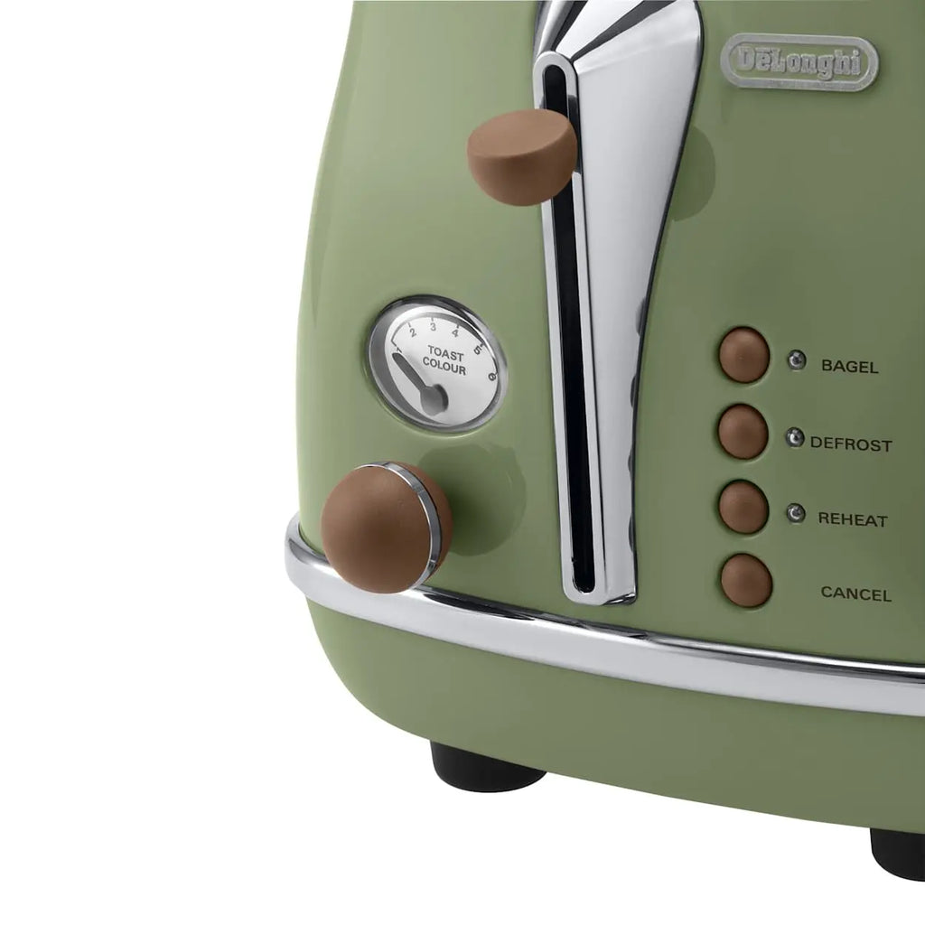 DeLonghi Vintage Breakfast Set | 1.7L Kettle Hot Water Jug Heater | 2 Slice Bread Toaster Toasting Machine