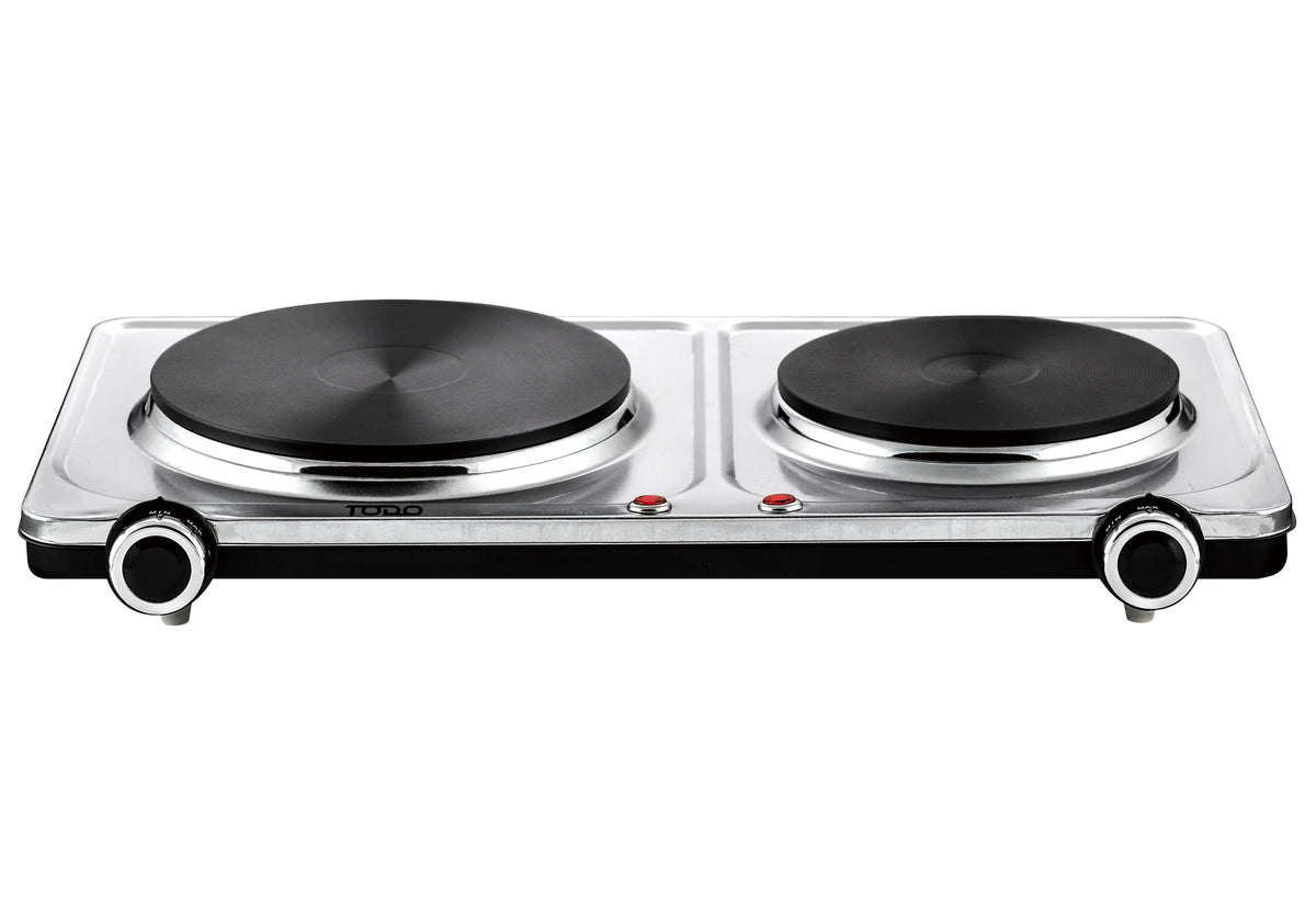 Electric Cooktop Twin Dual Stove | Portable Kitchen Cooker Hot Plate 2250W Fast Heating | Stainless Steel