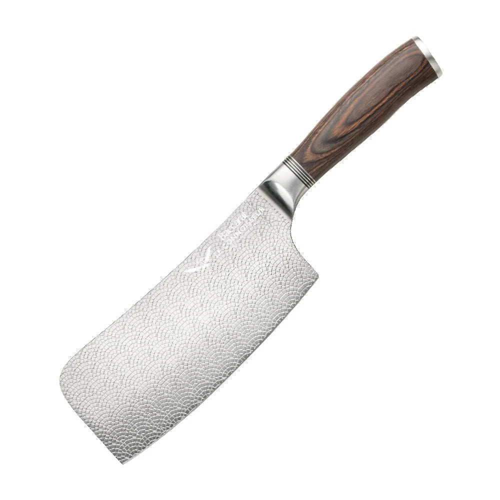 Baccarat Chef Cleaver Knife 17.5cm | Meat Poultry Vegetable Kitchen Knife | European Steel, Pakka Wood Handles