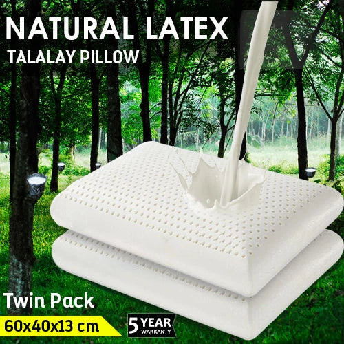 2x Luxury Latex Pillow | Low profile Firm Neck Body Support Side Sleeper | Hypoallergenic Antibacterial