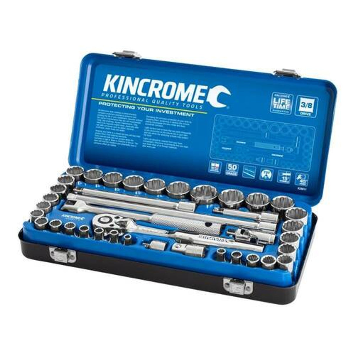 Kincrome 39PC Socket Set | 3/8" Metric Imperial Gear Ratchet Tool Case Kit New