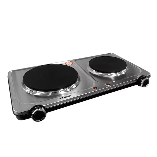 Electric Cooktop Twin Dual Stove | Portable Kitchen Cooker Hot Plate 2250W Fast Heating | Stainless Steel