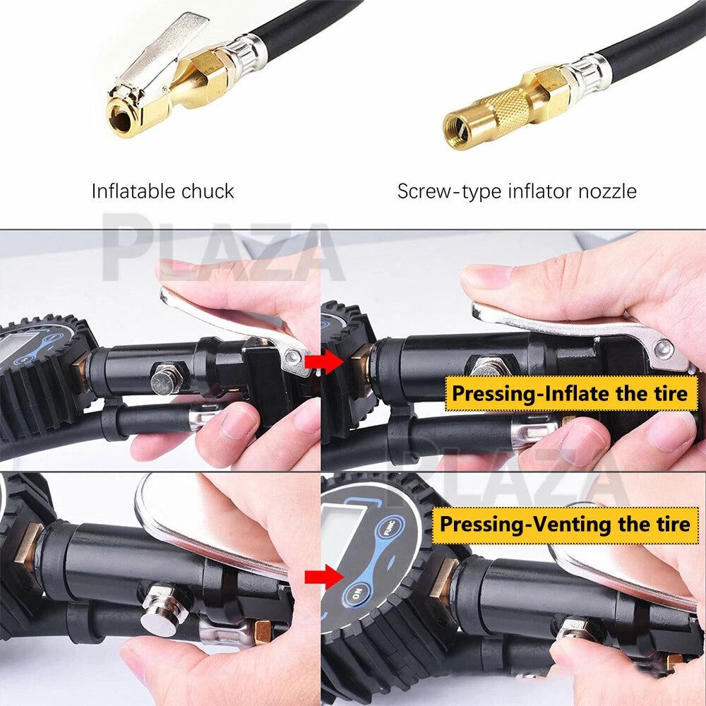 LCD Digital Tyre Pressure Gauge Checker for Car Truck Motorcycles and Bicycles PSI Hose