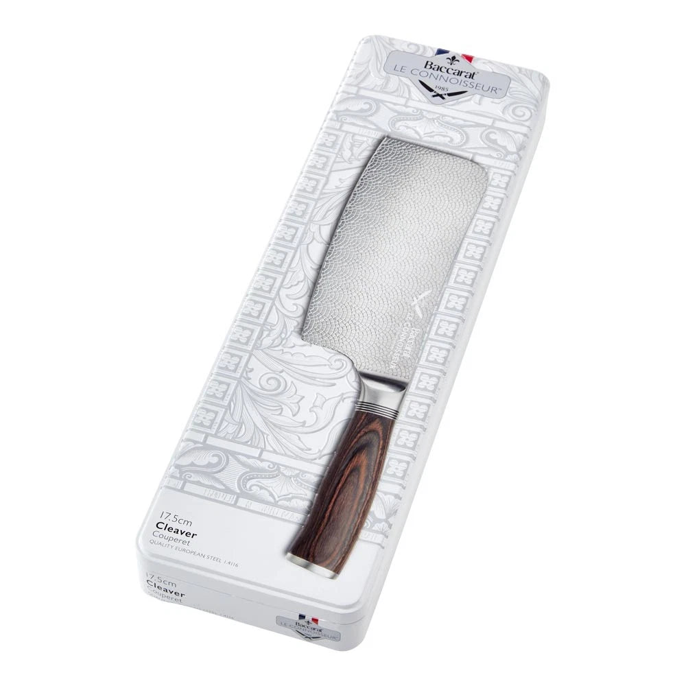 Baccarat Chef Cleaver Knife 17.5cm | Meat Poultry Vegetable Kitchen Knife | European Steel, Pakka Wood Handles