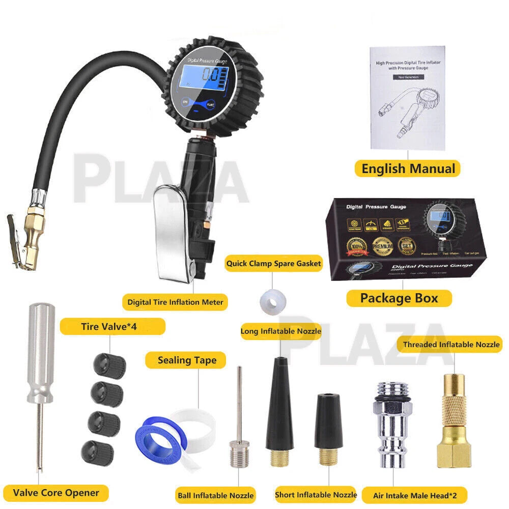 LCD Digital Tyre Pressure Gauge Checker for Car Truck Motorcycles and Bicycles PSI Hose