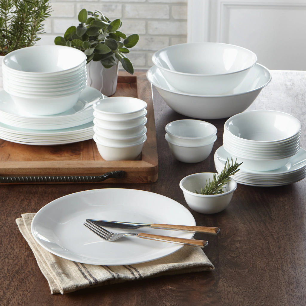 Corelle 12 Piece Dinner Set | 4 Person Plates Bowls Dinnerware | Classic Lightweight Microwave Fridge Safe