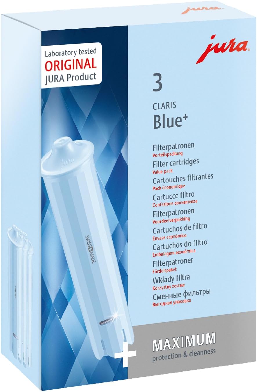 3x JURA Water Filter for Coffee Machines, Cleaner Water, Removes Lime Chlorine and Heavy Metals, FOR JURA Coffee Machines Only