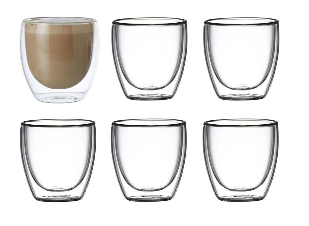 6x Double Wall Espreso Coffee Glass 250ml Cups Tea Cup Beverage Mug Cocktail Water Cups