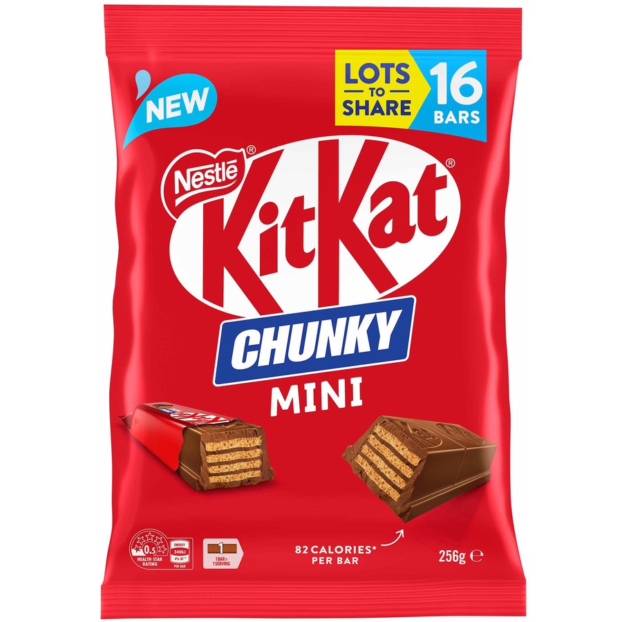 16 Piece Mini KitKat Chunky Dessert Chocolate, Crisp Wafer Biscuit, Chocolate Snack School Treat School Party