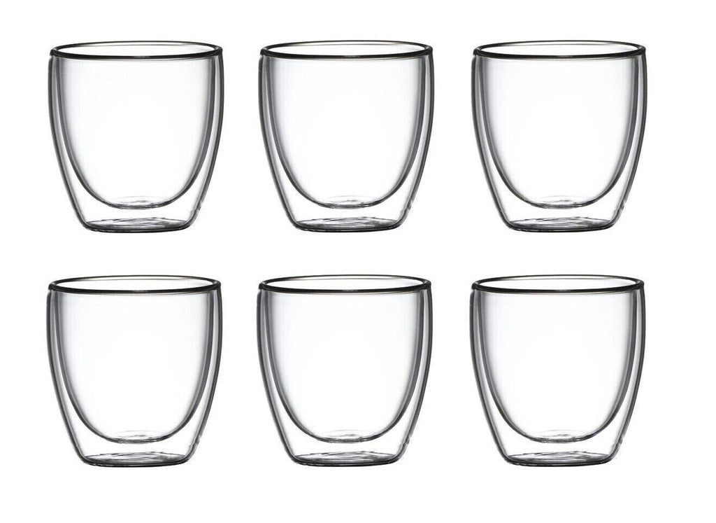 6x Double Wall Espreso Coffee Glass 250ml Cups Tea Cup Beverage Mug Cocktail Water Cups