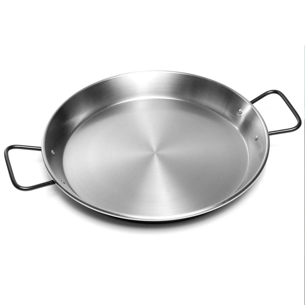 40cm Paella Pan Cooking Carbon Steel Wide Shallow Paella Cooking Home Induction Gas Electric Stove Safe