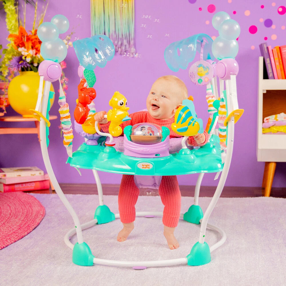 Bright Starts Disney Baby Jumper Musical Jumping Station, Lights and Sound, Toy Play Activity Station, The Little Mermaid
