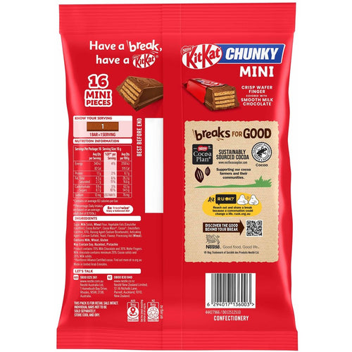 16 Piece Mini KitKat Chunky Dessert Chocolate, Crisp Wafer Biscuit, Chocolate Snack School Treat School Party