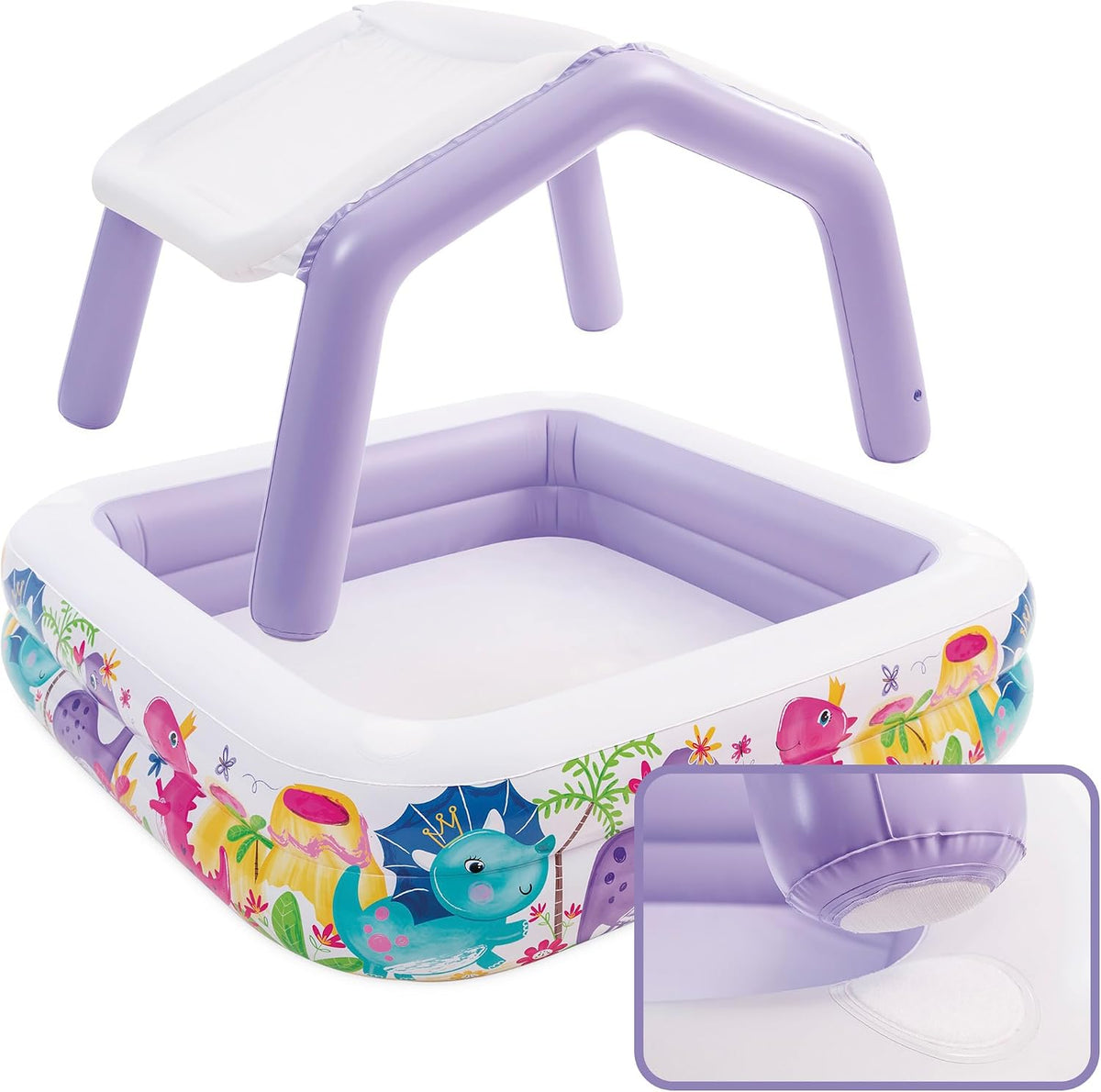 Intex Shaded Swimming Pool, Inflatable Kids Toy Above Ground Splash Play Pool with Sun Shade Canopy (Purple)
