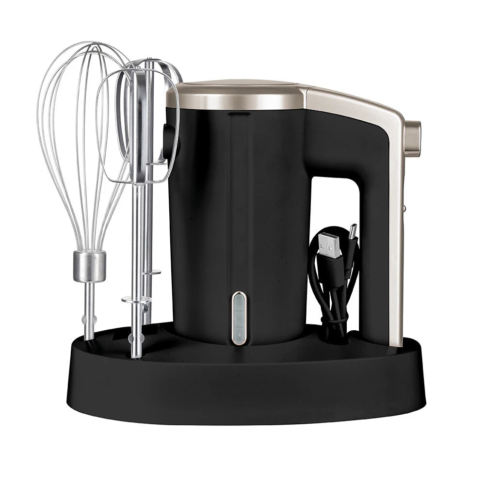 Cordless Electric Hand Mixer Rechargeable USB Whisk Beater 50W, 3 Speed, Beat and Whisk in One