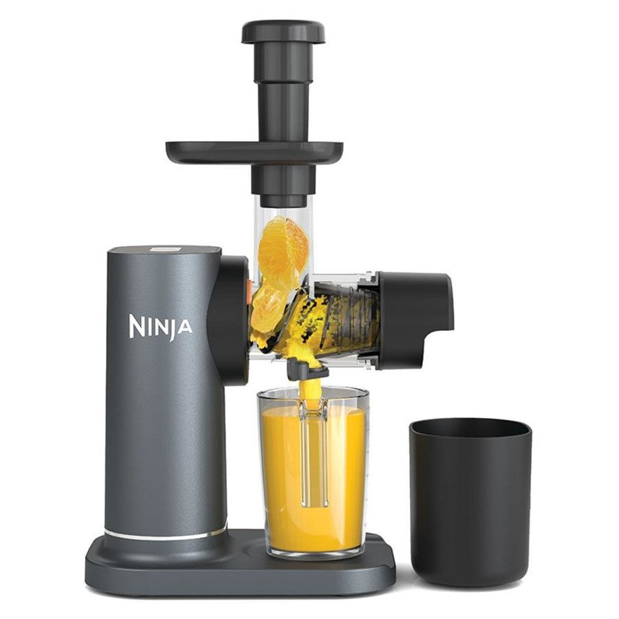 Ninja NeverClog JC151 Cold Press Juicer Grey | NeverClog Cold Press Technology | Anti Drip | Interchangeable Filters | Dishwasher Safe Attachments