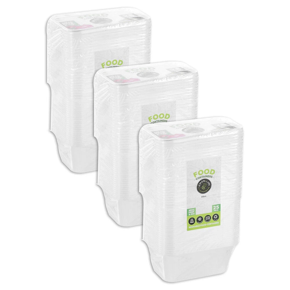 75 Pack Reusable Takeaway Food Containers BPA Free Microwave Freezer Safe - Plastic Rectangular Spare Guest Storage Work Home