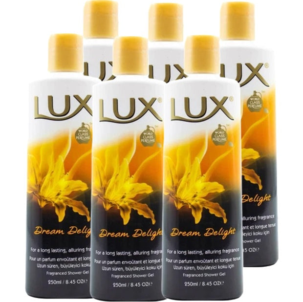 6x Lux Body Wash Shower Gel Fresh Clean Fragrance, Gentle Formula, Foaming Wash