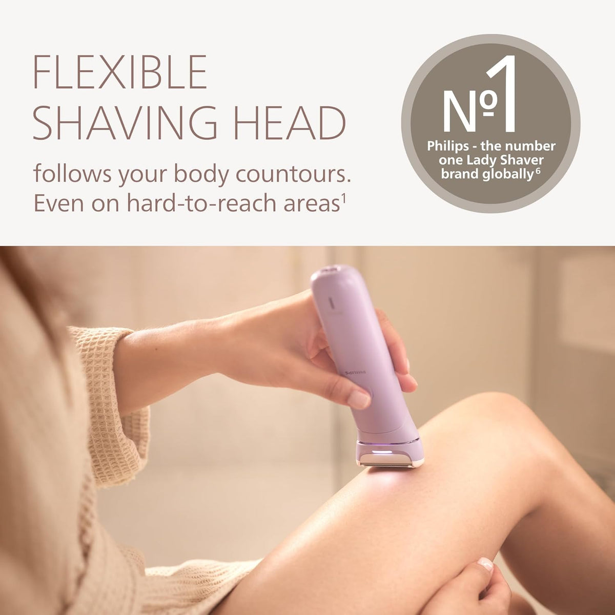 Philips Wet & Dry Electric Lady Shaver, Cordless, 2 Speed Bikini Arm Legs Trimmer Shaving Razor, LED Light