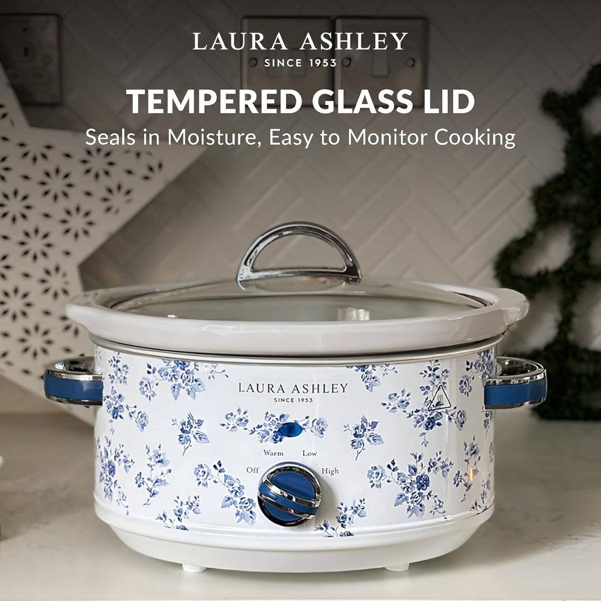 Laura Ashley 6.5L Slow Cooker, 3 Heat Settings Removable Ceramic Cooking Pot, Electric Home Appliance Cooker
