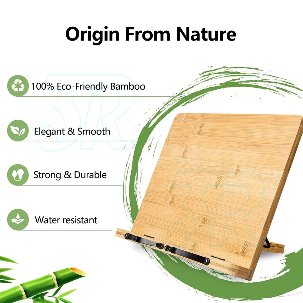 Bamboo Natural Wooden Reading Book Stand Reading Desk Holder Bookstand 28x20CM