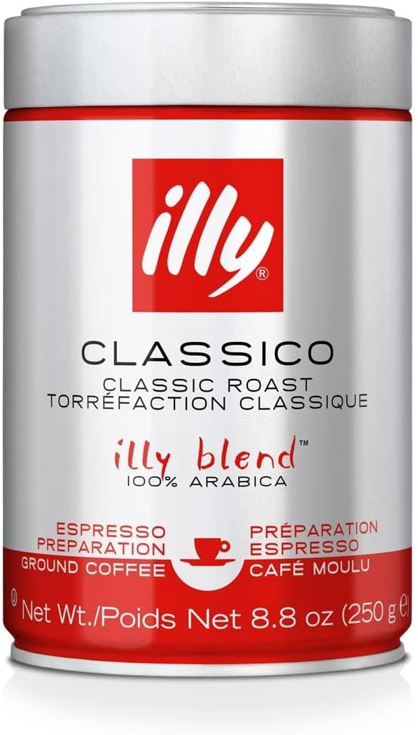 3x illy Espresso Ground Coffee Roasted Espresso Coffee 100% Arabica Beans - Classic Roast