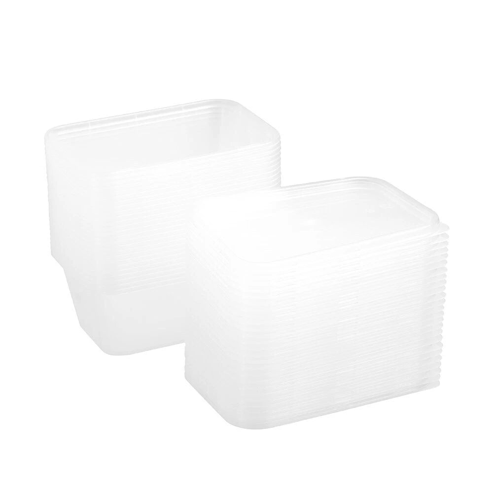 75 Pack Reusable Takeaway Food Containers BPA Free Microwave Freezer Safe - Plastic Rectangular Spare Guest Storage Work Home
