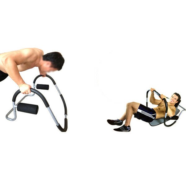 AB Roller Abdominal Core Shoulder Crunch Trainer with Headrest Curved Frame, Home Office Gym Adult Crunch Rolling
