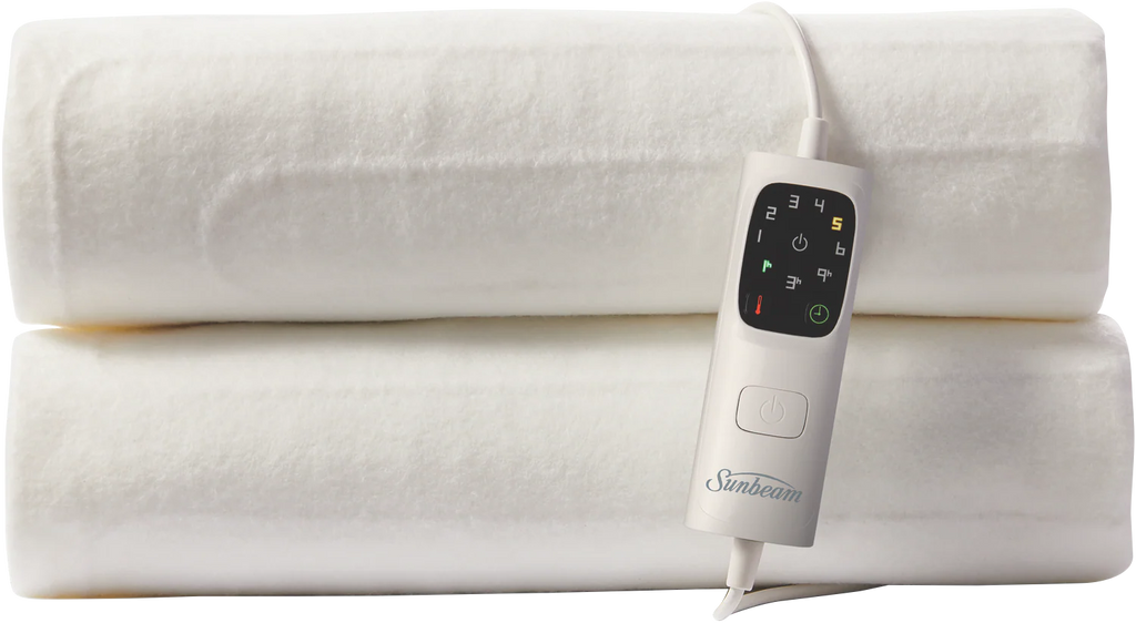 Sunbeam Electric Blanket Fitted Antibacterial 6 Heat Bedroom Topper Protector