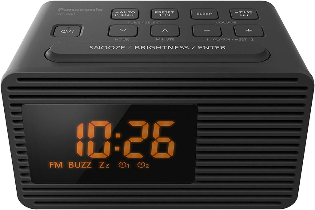 Panasonic Portable Dual Alarm FM Clock Radio Large LED Display 10 Pre-Set FM Stations