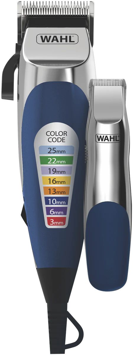Wahl Electric Hair Clipper Corded Men's DIY Barber Haircutting Cutting Trimmer, Coloured Guide Combs, Barber Cape, Scissors, Boys Haircutting Kit