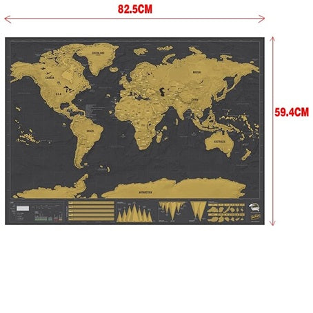 Large Scratch Off World Map 82x59cm Holiday Travel Poster Interactive Large Atlas Destination Deluxe Map