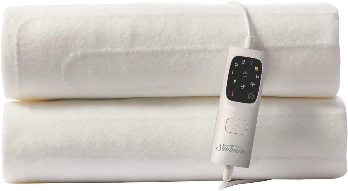 Sunbeam Fitted Electric Blanket Antibacterial 6 Heat Bedroom Topper Protector - Single