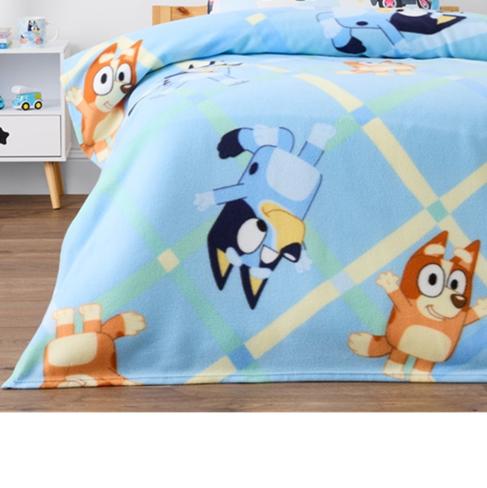 Bluey Throw Blanket Kids Fleece Blankie Bluey Bingo Printed Bedroom Bedding Preschool Sleeping - 127cm x 152cm