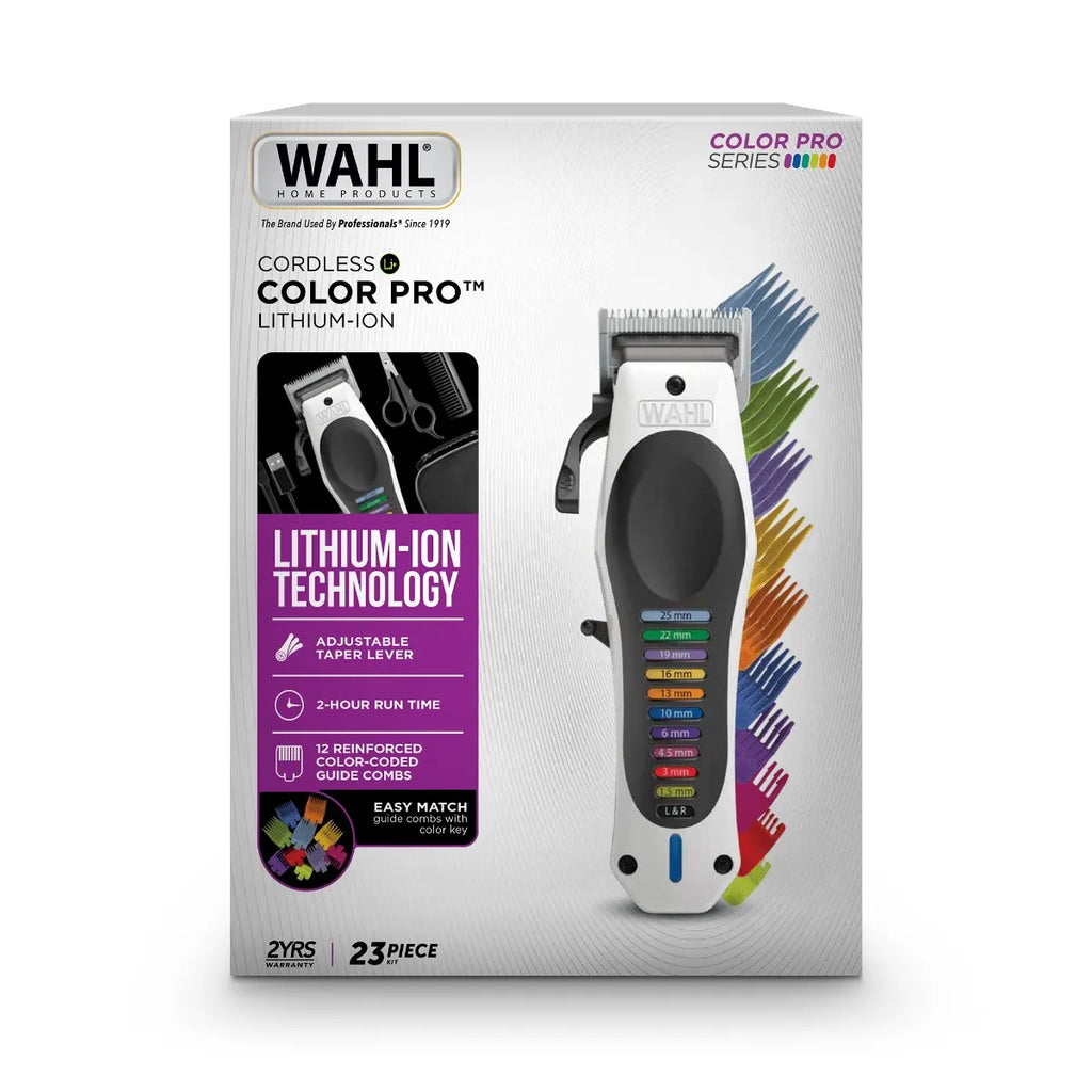 Wahl Cordless Hair Clipper Lithium- Ion Trimmer Quick Charge Haircutting Haircut, Coloured Guide Combs