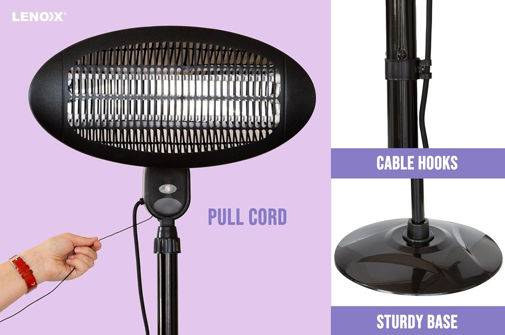 Portable Infrared Heater Outdoor Patio/Balcony Radiant Heating 210cm Electric 2000W Adjustable Height - Pull Chain Start