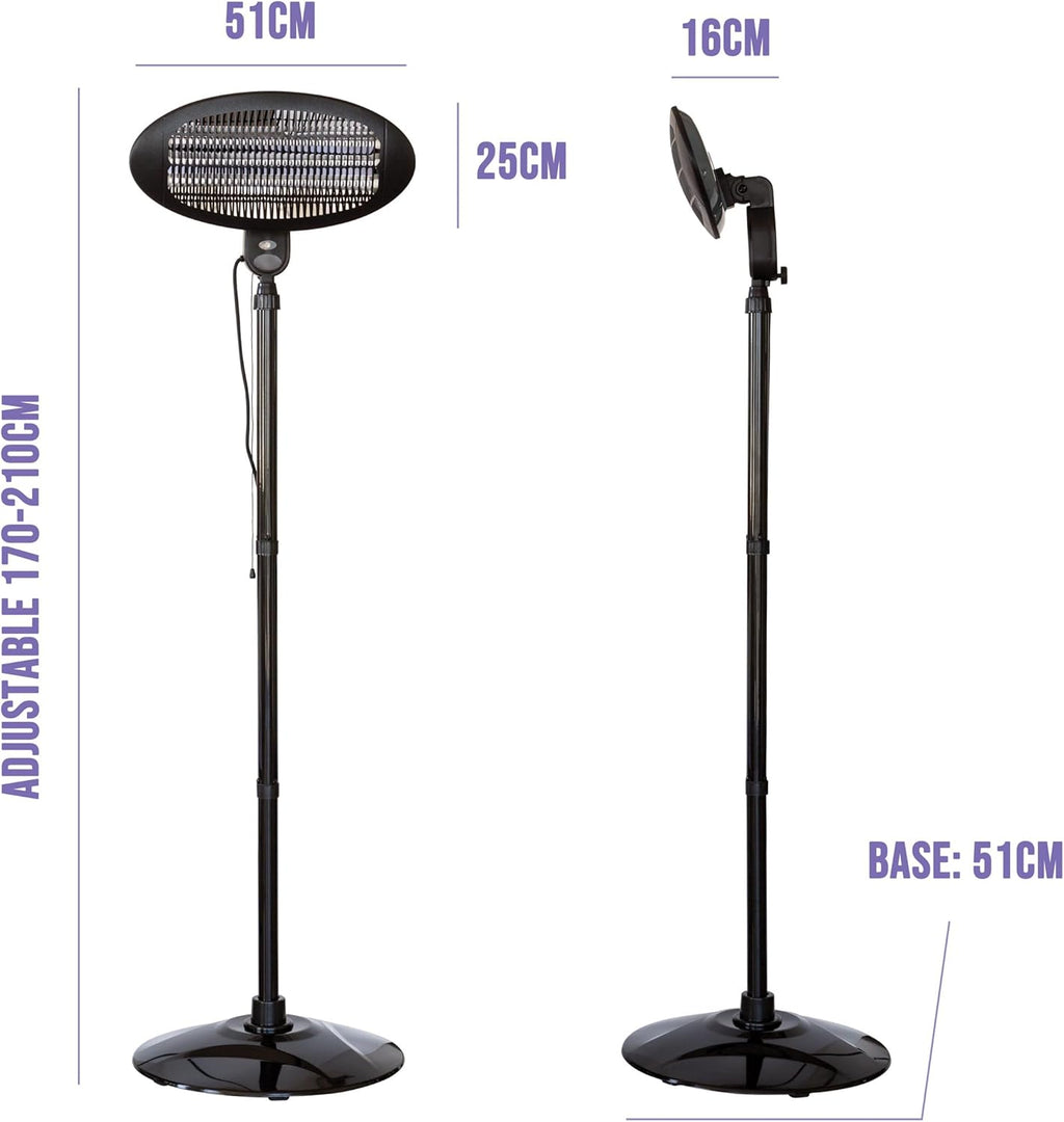 Portable Infrared Heater Outdoor Patio/Balcony Radiant Heating 210cm Electric 2000W Adjustable Height - Pull Chain Start