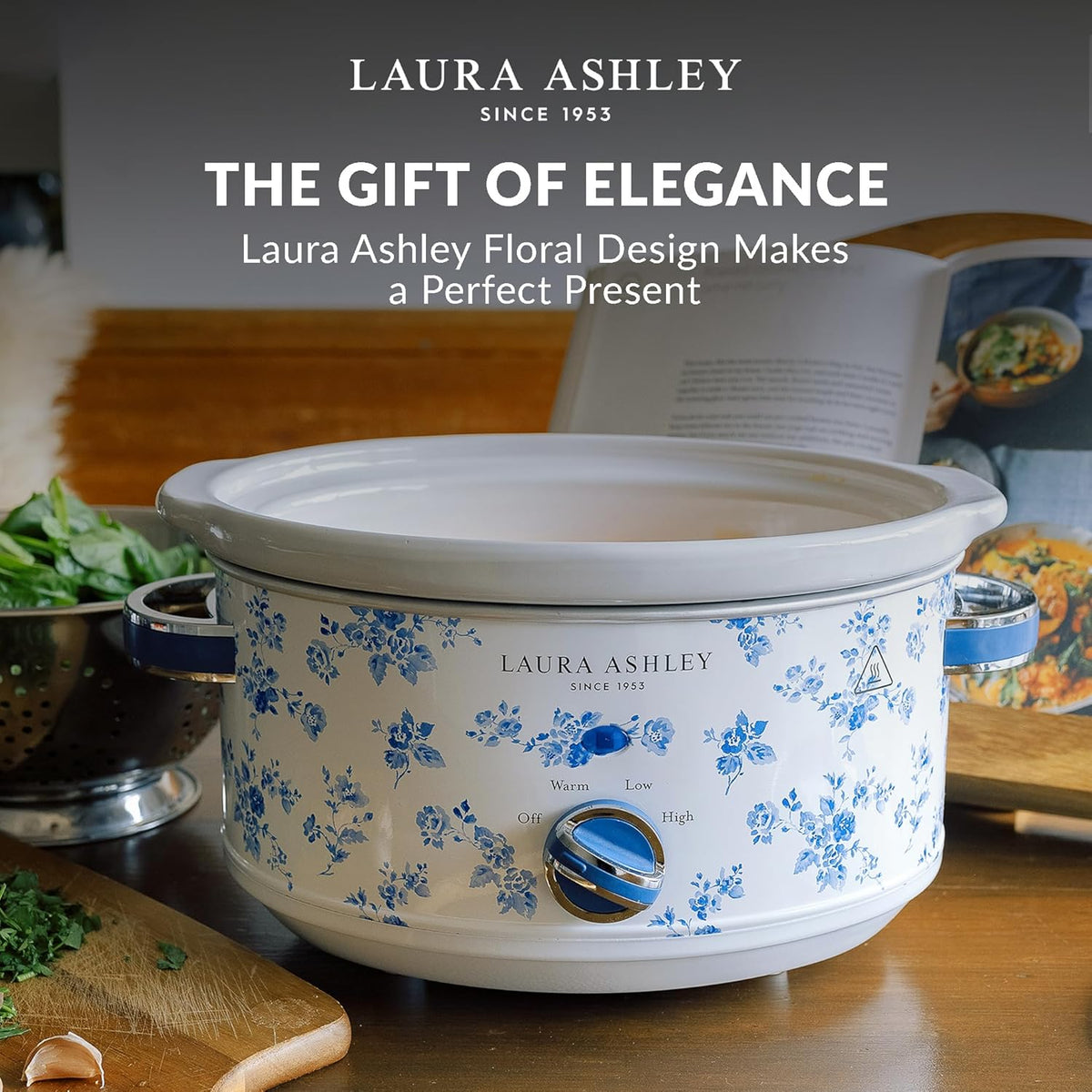 Laura Ashley 6.5L Slow Cooker, 3 Heat Settings Removable Ceramic Cooking Pot, Electric Home Appliance Cooker