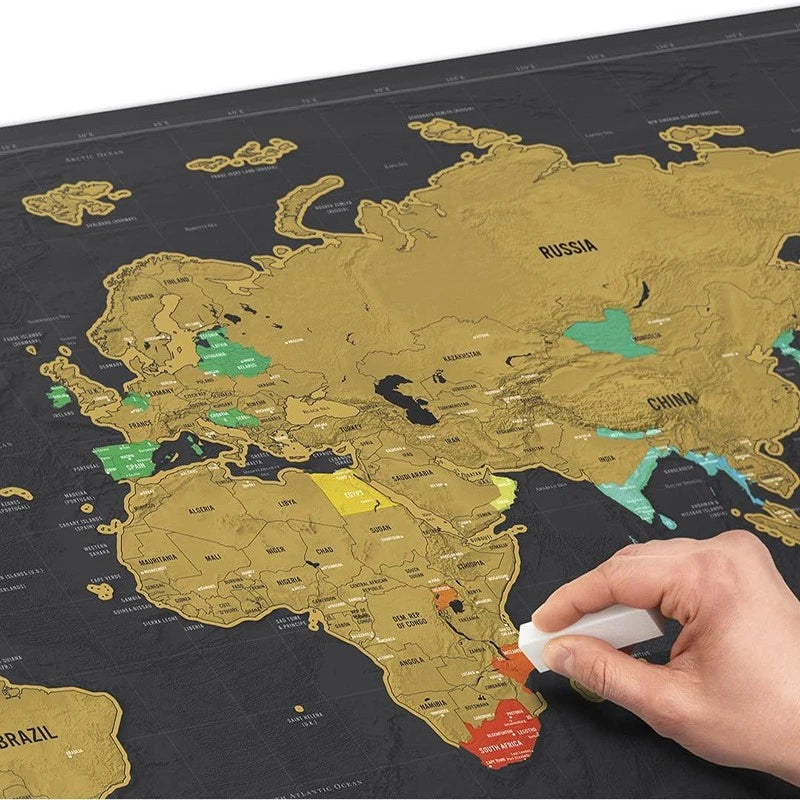Large Scratch Off World Map 82x59cm Holiday Travel Poster Interactive Large Atlas Destination Deluxe Map