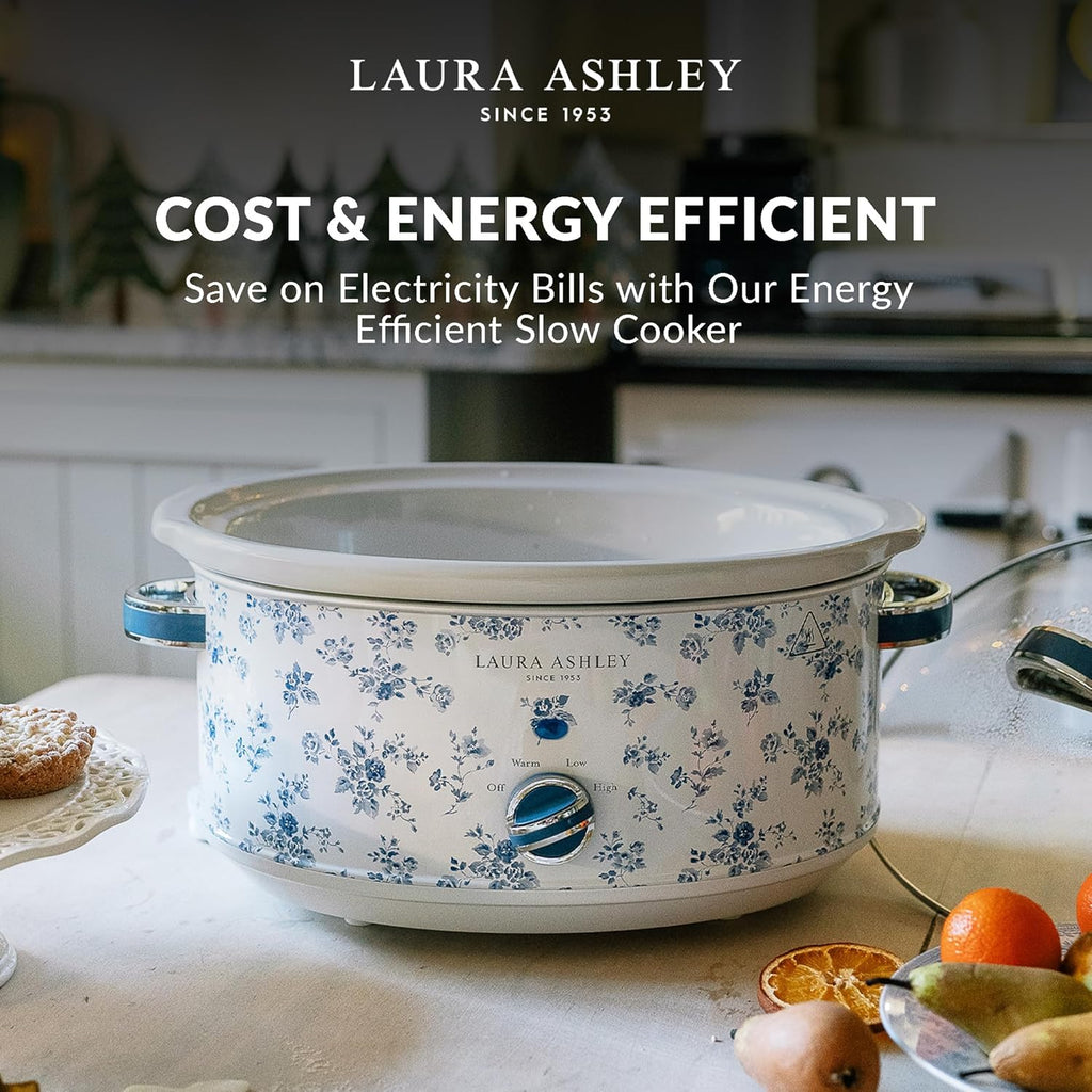 Laura Ashley 6.5L Slow Cooker, 3 Heat Settings Removable Ceramic Cooking Pot, Electric Home Appliance Cooker